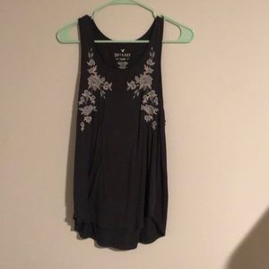 American Eagle tank embroidered with flowers